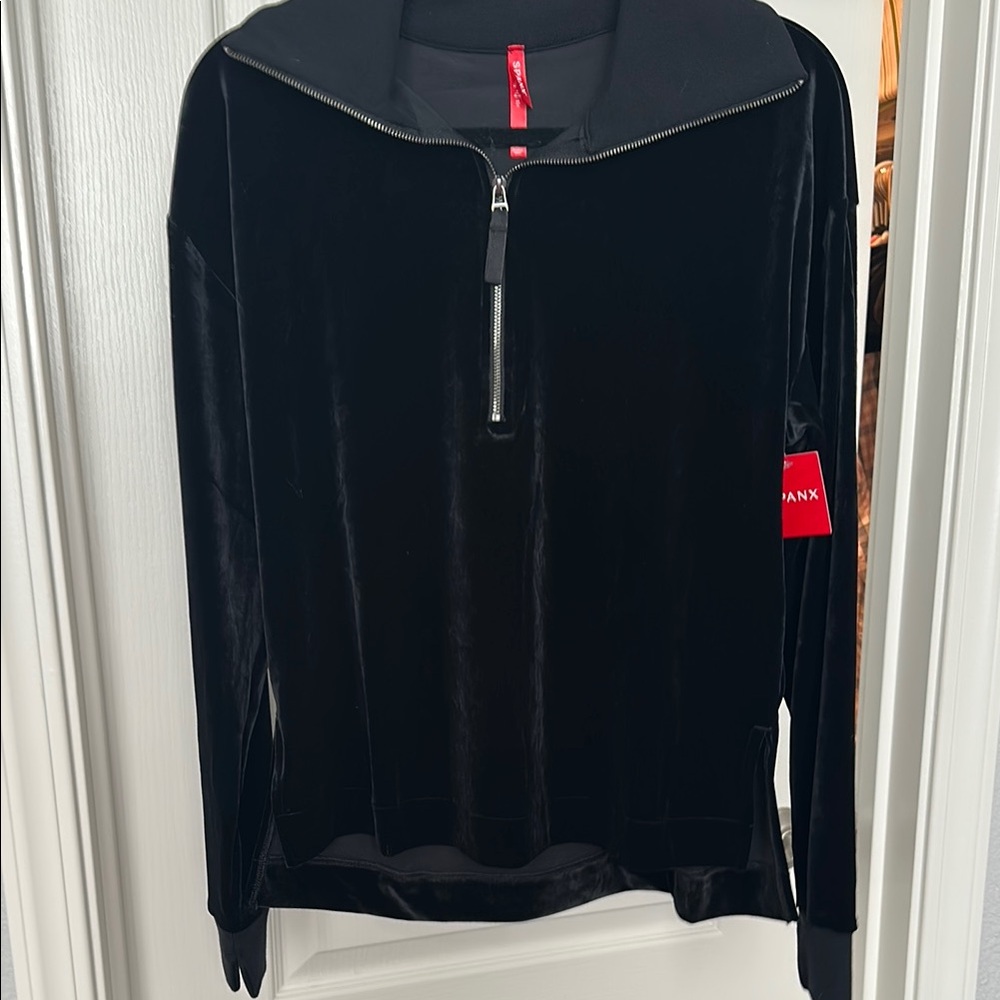 Spanx AirEssentials half-zip black velvet